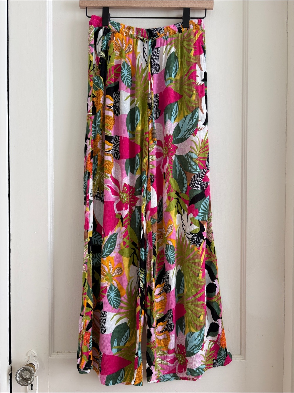RACHEL Rachel Roy XS Wide Leg 100% Rayon Tropical Beach Pants Resort Wear Flowy